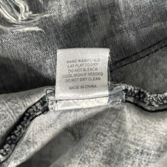 Oli & Hali Acid Wash Denim Shirt M Oversized Distressed Snap Front Patchwork - Picture 13 of 15